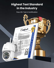 Certified Refurbished 3MP Outdoor Solar Powered Battery Security IP Cameras, 5200mAh Rechargeable Battery, 130° Ultra Wide Angle, Color Night Vision, Human & Vehicle Smart Detection, Two-Way Audio, Works with Alexa & Google