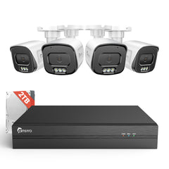 CAMSTRO 4pcs 5MP Security Camera System Wired POE Cameras with 4K 8CH NVR, 2TB HDD for 24/7 Recording, Human/Vehicle/Pet/Parcel Smart Detection, H.265+, 100ft Night Vision, IP67 Waterproof - White