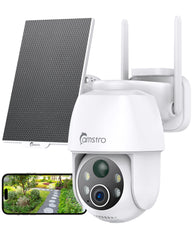 Certified Refurbished 3MP Outdoor Solar Powered Battery Security IP Cameras, 5200mAh Rechargeable Battery, 130° Ultra Wide Angle, Color Night Vision, Human & Vehicle Smart Detection, Two-Way Audio, Works with Alexa & Google