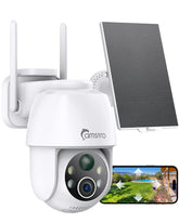 Certified Refurbished 3MP Outdoor Solar Powered Battery Security IP Cameras, 5200mAh Rechargeable Battery, 130° Ultra Wide Angle, Color Night Vision, Human & Vehicle Smart Detection, Two-Way Audio, Works with Alexa & Google