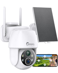 Certified Refurbished 3MP Outdoor Solar Powered Battery Security IP Cameras, 5200mAh Rechargeable Battery, 130° Ultra Wide Angle, Color Night Vision, Human & Vehicle Smart Detection, Two-Way Audio, Works with Alexa & Google