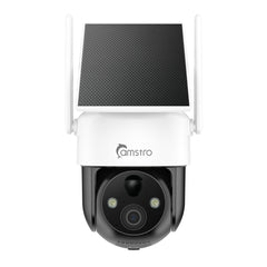 CAMSTRO 2PCS 4G LTE Cellular Solar Security Camera Wireless Outdoor, 2K Camera No WiFi Needed with SIM Card, 360° Full View, PIR Motion Detection & Siren, 2-Way Audio, Colour Night Vision, IP66 Waterproof