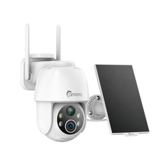 3MP Outdoor Solar Powered Battery Security IP Cameras, 5200mAh Rechargeable Battery, 130° Ultra Wide Angle, Color Night Vision, Human & Vehicle Smart Detection, Two-Way Audio, Works with Alexa & Google