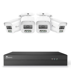 Camstro 4K 8-Channel POE CCTV Camera Security System, 4K NVR w/4 8MP IP Cameras, Color Night Vision, Customized Motion Area, Comprehensive Smart Detection, Two-Way Audio Intercom, IP67 Weatherproof
